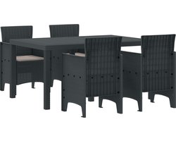 vidaXL - Tuin - Eettafel - Set - 5 - pcs - Antraciet - Polt - riet