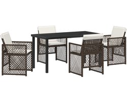 vidaXL - Tuin - Eettafel - Set - 5 - pcs - Bruin - poly - rattan