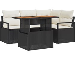 vidaXL - Tuin - Eettafel - Set - 5 - pcs - Zwart - en - Crème - 100 - x - 55 - x - 73 - cm