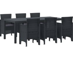 vidaXL - Tuin - Eettafel - Set - 7 - pcs - Antraciet - Polypropyleen