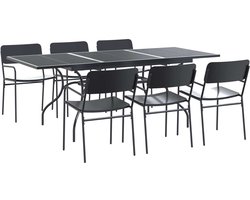 vidaXL - Tuin - Eettafel - Set - 7 - pcs - Antracietkleurig - Staal