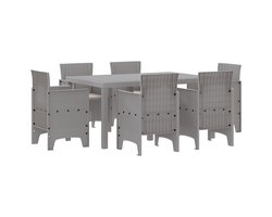 vidaXL - Tuin - Eettafel - Set - 7 - st - Lichtgrijs - Polt - riet
