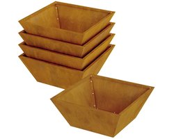 vidaXL - Tuin - Kom - Plantenbak - 5 - pcs - Roestig - 40 - x - 40 - x - 15 - cm - Cortenstaal