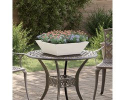 vidaXL - Tuin - Kom - Plantenbak - Wit - 50 - x - 50 - x - 15 - cm - Staal