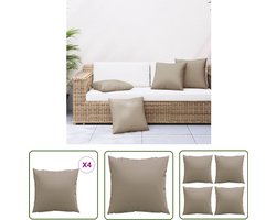 vidaXL Tuin Kussens - Bankkussens - Bankkussens 4 st 40x40 cm stof taupe - Lounge Kussens - Outdoor Kussens - Patio Kussens