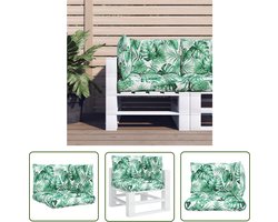 vidaXL Tuin Kussens - Palletkussens - Palletkussens 3 st stof bladpatroon - Outdoor Kussens - Zitkussens - Balkon Meubilair