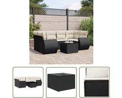 vidaXL Tuin Lounge - Lounge Set - 7-delige Loungeset met kussens poly rattan zwart - Loungebank - Outdoor Furniture - Patio Set