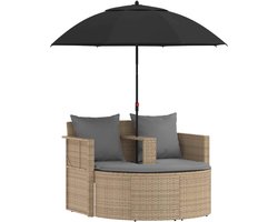 vidaXL - Tuin - Sofa - met - kussen - 8 - pcs - Beige - en - Lichtgrijs - poly - rattan