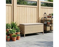 vidaXL - Tuin - Voetenbank - Beige - en - Crème - 80 - x - 38 - x - 42 - cm - PE - Riet
