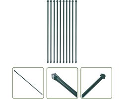 vidaXL Tuinaccessoires - Tuinpalen - Tuinpalen 1 m metaal groen 10 st - Plantensteun - Houten Palen - Metalen Palen