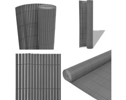 vidaXL Tuinafscheiding dubbelzijdig 90x300 cm PVC grijs - Tuinhek - Tuinhekken - Schutting - Schuttingen
