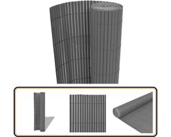 vidaXL Tuinafscheiding PVC - Grijs - 90x500 cm - Dubbelzijdig Tuinhek - Pvc Hek - Schutting Deel - Buis Hekje - Privacy Scherm