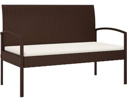 vidaXL Tuinbank - 105 cm - Inclusief Crèmewit Kussen Tuinbank - Bank - PE-rattan - Outdoor Furniture - Tuinset