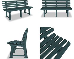 vidaXL Tuinbank 145,5 cm kunststof groen - Tuinbank - Tuinbanken - Terrasbank - Terrasbanken