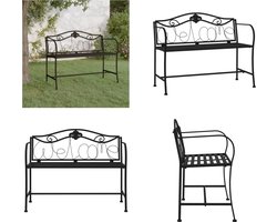 vidaXL Tuinbank 2-zits 104 cm staal zwart - Tuinbank - Tuinbanken - Boombank - Zitbank