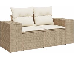 vidaXL Tuinbank - 2-zits - Inclusief kussens - Beige Tuinbank - PE-rattan - Outdoor Furniture - Lounge Set - Tuinset - Terrasfurniture - Balkon Meubel - Relaxfauteuil