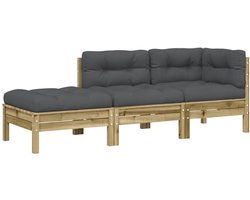 vidaXL Tuinbank 2-zits met kussens en voetenbank - Tuinbank - Tuinbanken - Tuinmeubel - Loungebank Tuin