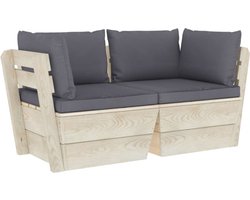 vidaXL - Tuinbank - 2-zits - met - kussens - pallet - vurenhout