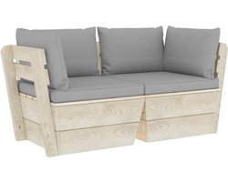 vidaXL - Tuinbank - 2-zits - met - kussens - pallet - vurenhout