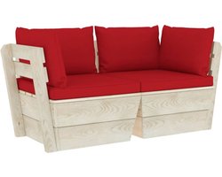vidaXL - Tuinbank - 2-zits - met - kussens - pallet - vurenhout