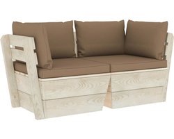 vidaXL - Tuinbank - 2-zits - met - kussens - pallet - vurenhout