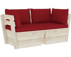 vidaXL - Tuinbank - 2-zits - met - kussens - pallet - vurenhout
