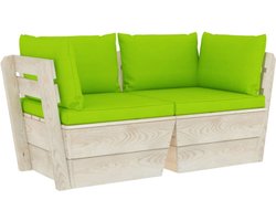 vidaXL - Tuinbank - 2-zits - met - kussens - pallet - vurenhout