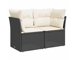 vidaXL - Tuinbank - 2-zits - met - kussens - poly - rattan - zwart