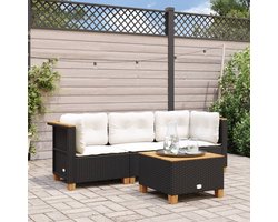 vidaXL - Tuinbank - 3-zits - met - kussens - poly - rattan - zwart