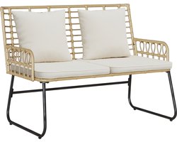 vidaXL - Tuinbank - Bruin - en - Crème - poly - rattan