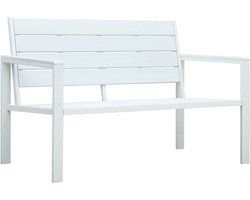 vidaXL - Tuinbank - hout-look - 120 - cm - HDPE - wit
