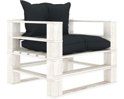 vidaXL - Tuinbank - met - antracietkleurige - kussens - pallet - hout