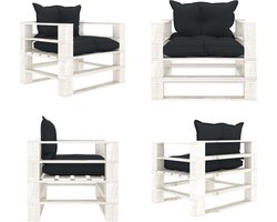 vidaXL Tuinbank met antracietkleurige kussens pallet hout - Pallet Bank - Pallet Banken - Palletbank - Palletbanken