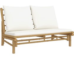 vidaXL - Tuinbank - met - crèmewitte - kussens - bamboe