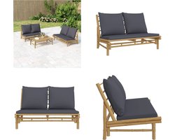 vidaXL - Tuinbank - met - donkergrijze - kussens - bamboe