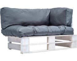 vidaXL - Tuinbank - met - grijze - kussens - pallet - grenenhout