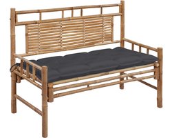 vidaXL - Tuinbank - met - kussen - 120 - cm - bamboe