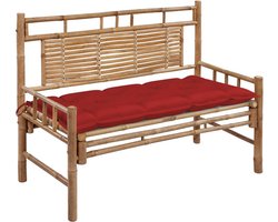 vidaXL - Tuinbank - met - kussen - 120 - cm - bamboe