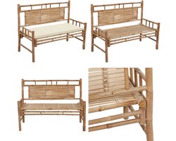 vidaXL Tuinbank met kussen 120 cm bamboe - Tuinbank - Tuinbanken - Terrasbank - Terrasbanken