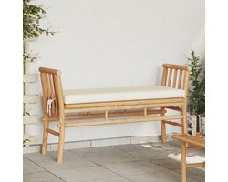 vidaXL - Tuinbank - met - kussen - Bruin - 110 - x - 38 - x - 65cm - Bamboe