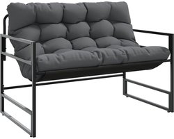 vidaXL Tuinbank met Kussen – Staal – 113 cm Tuinbank - Lounge Stoel - Buitentijd - Terrasstoel - Tuinset