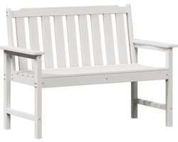vidaXL - Tuinbank - met - kussen - Wit - 120 - x - 59 - x - 88cm - HDPE