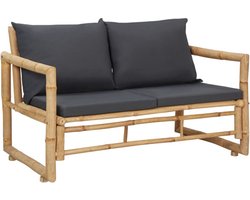 vidaXL - Tuinbank - met - kussens - 115 - cm - bamboe