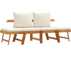 vidaXL - Tuinbank - met - kussens - 2-in-1 - massief - acaciahout