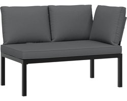 vidaXL - Tuinbank - met - kussens - aluminium - zwart