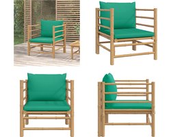 vidaXL - Tuinbank - met - kussens - bamboe - groen