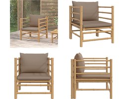 vidaXL - Tuinbank - met - kussens - bamboe - taupe