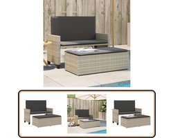 vidaXL Tuinbank met kussens en voetenbank - Lichtgrijs Tuinbank - Lounge Stoel - Slaapkamer - Buitendrank - Terrasdecoratie