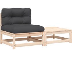 vidaXL Tuinbank met Kussens - Massief Grenenhout Tuinbank - Garenenhouten Bank - Buitenbank - Lounge Set - Balkonset