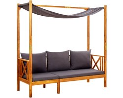 vidaXL Tuinbank met luifel en voetenbanken massief acaciahout - Bankje - Bankjes - Houten Bank - Bank Met Luifel